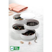 UltraMint 4 Katlı Yuvarlak Döner Takı Organizeri Beyaz, Pratik ve Şık Tasarım