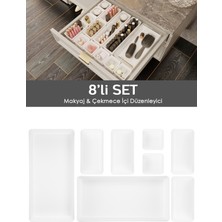 UltraMint 8'li Kozmetik Takı ve Makyaj Düzenleyici, Çekmece Içi Organizer Beyaz