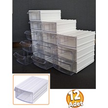 UltraMint Şeffaf Çekmeceli Organizer Kutusu 12'li, Mücevher ve Boncuk Saklama Seti