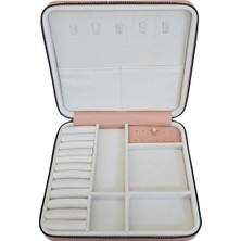 UltraMint Şık Fermuarlı Deri ve Ahşap Kasa Jumbo Takı ve Mücevher Çantası