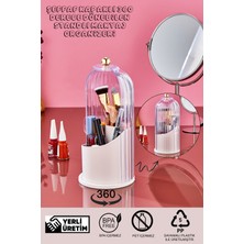 UltraMint Şeffaf Kapaklı 360° Dönebilen Makyaj Organizeri, Fırçalık ve Kozmetik Düzenleyici