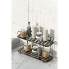 UltraMint Iki Katlı Mat Siyah Banyo ve Mutfak Düzenleyici Aksesuarı