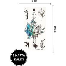 Zurafa Shop 2 Hafta Kalıcı Geometrik Kuş Figürlü Dövme Seti (9X19 cm) - Suluboya Vurgulu
