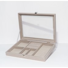 UltraMint Gri Cam Kapaklı Takı ve Yüzük Düzenleyici, Şık ve Kullanışlı Tasarım