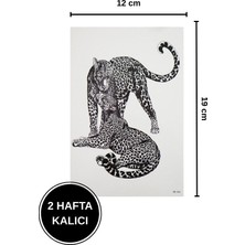 Zurafa Shop 2 Hafta Kalıcı Büyük Boy Ikili Leopar Figürlü Geçici Dövme (12X19 cm)