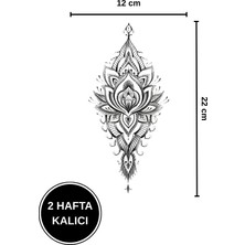 Zurafa Shop 2 Hafta Kalıcı Büyük Boy Lotus Çiçeği Figürlü Geçici Dövme (12X22 cm)