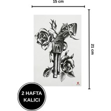 Zurafa Shop 2 Hafta Kalıcı Gerçekçi Silah ve Gül Figürlü Geçici Dövme (15X21 cm)