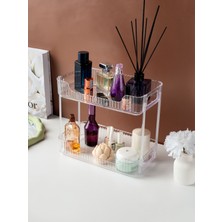 UltraMint Iki Katlı Kristal Makyaj ve Takı Organizeri, Şeffaf, Dekoratif, Banyo Rafı