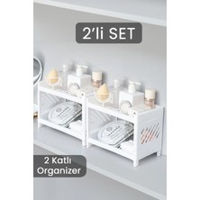 UltraMint Iki Katlı Venedik Banyo ve Makyaj Rafı Seti, Kozmetik ve Takı Organizer