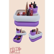 UltraMint Iki Katlı 3 Bölmeli Modern Makyaj ve Düzenleyici Organizer (20X13 Cm)