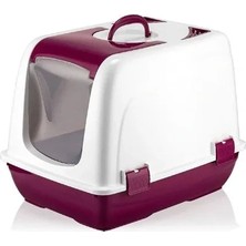 Epilons Mikopet Kapalı Küçük Kedi Tuvaleti Bordo