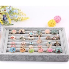 UltraMint Şık Süet Sosisli Gri Yüzük Tablası, Modern ve Zarif Tasarım