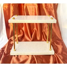 UltraMint Iki Katlı Beyaz Kırıklı Ayna Mermer Organizer Makyaj ve Mutfak Şıklığı