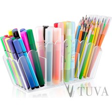 UltraMint Şık 3 Bölmeli Yuvarlak Kenar Makyaj Organizeri, Pleksi Dolap Içi Düzenleyici