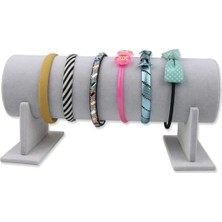 UltraMint Büyük Boy Süet Kumaş Gri Renk Ayaklı Taç Standı, Şık ve Zarif Tasarım