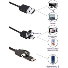 Vice Avm Endoskop 3 In 1 Yılan Kamera Usb Micro Usb Type-c 10m Sert Kablo TG-V 0047