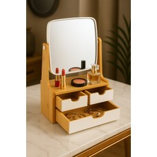 UltraMint Bambu Çekmeceli Dönen Ayna Takı Organizeri, Çoklu Çekmeceler