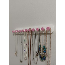 UltraMint Kalp Detaylı Pembe Takı Askılığı, Duvar ve Dolap Için Düzenleyici