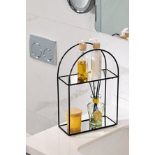 UltraMint Siyah Ayna Pleksili 2 Katlı Çok Amaçlı Düzenleyici ve Sunum Standı