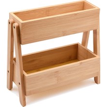 UltraMint Bambu 2 Katlı Organizer 27X12X25 Cm, Şık ve Fonksiyonel Saklama Çözümü