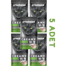 ‎Prochoice Pro Choice Creamy Tavuklu Keçi Sütlü Ve Istiridyeli Sıvı Kedi Ödül Maması 4x15 gr 5 ADET