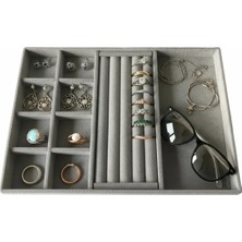 UltraMint Gri Renkli Süet Kaplama Lizbon Model Takı Düzenleyici, Yerli Üretim