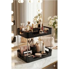 UltraMint Çok Amaçlı 2 Katlı Makyaj ve Takı Organizeri, Banyo Rafı, Şampuanlık Siyah