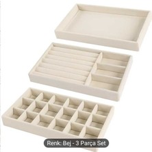 UltraMint Bej Renkli 3'lü Çekmece Iç Düzenleyici Seti, Şık ve Pratik Organizatör