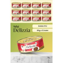Reflex Plus Delizzia / Sos Içinde Parça Etli Dana Etli Yetişkin Kedi Maması 85G x 12 Adet