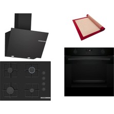 Bosch Siyah 3 Lü Ankastre Set 558  ( HUA736EA0T - POP7C6P31O - DWK66PJ60T  ) 67CM Ocak - Buhar Destekli - Pişirme Matı ile