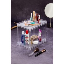 UltraMint Iki Katlı Çok Bölmeli Şeffaf Makyaj Organizeri, Pratik ve Şık Tasarım