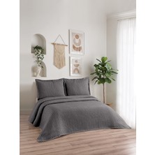 Calantha Home Collection Lena 3 Parça Çift Kişilik Pike Takımı Antrasit  230 x 240 cm