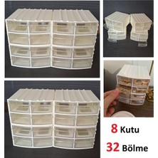 UltraMint Şeffaf Çekmeceli Organizer Kutu 8 Bölmeli, Mücevher ve Boncuk Saklama