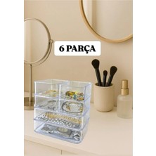 UltraMint 6'lı Çok Amaçlı Çekmece Organizer Takım, Şeffaf, Üst Üste Dizilebilir