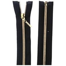 Kezban Tekstil Ferace Fermuarı Siyah Gold Dişli 110 cm