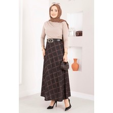 MDS Baklava Desen Scuba Etek Siyah