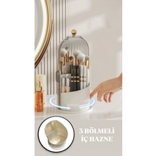 UltraMint 360 Dönen Kapaklı Kozmetik Organizer, Ruj ve Makaj Fırçası Standı