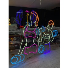 Neonled Fitness Salon Sport Gym Kadın Erkek Neon LED Figür Dekoratif Aydınlatma