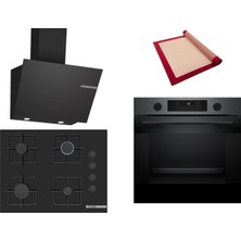 Bosch Siyah 3 Lü Ankastre Set 559 ( HUA736EG0T - POP7C6P31O - DWK66PJ60T  ) 67CM Ocak - Buhar Destekli - Pişirme Matı ile