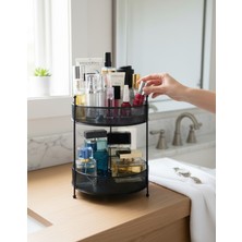 UltraMint Iki Katlı Siyah Makyaj ve Takı Organizeri, Pratik ve Şık Tasarım