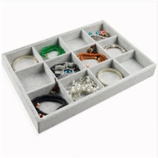 UltraMint Yerli Üretim Süet Kumaş Gri Renk 12 Bölmeli Takı Sergileme Standı