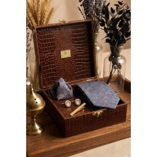 Kravatkolik Kahverengi Erkek Hediye Kutusu - Mendilli Kravat Kol Düğmesi Kravat Iğnesi KMK105