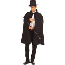 Vice Avm Siyah Sihirbaz Pelerini 120 cm ve Sihirbaz Şapkası 12 cm Yetişkin Boy TG-V 1349