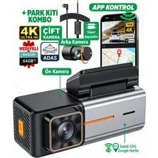 Conio 4K Ultra Hd Araç Kamerası – Ön 4K + 1080P Arka Kamera, Adas, Wifi & App Kontrolü, Dahili Gps, 24/48H Park Modları, Süper Gece Görüşü
