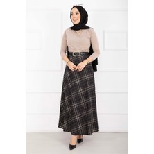 MDS Kare Desenli Scuba Etek Siyah