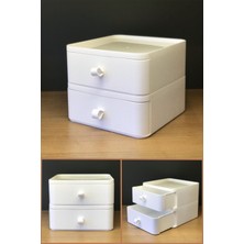 UltraMint Iki Katlı Beyaz Makyaj ve Takı Düzenleyici Organizer Kutusu