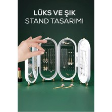 UltraMint Katlanabilir 4 Bölmeli Aynalı Takı Organizeri, Toka ve Zincir Askısı