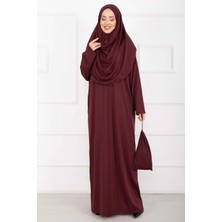 Md Taşıma Çantalı Tesettür Namaz Elbisesi Bordo