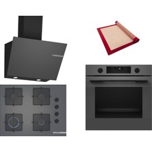 Bosch Gri 3 Lü Ankastre Set 560 ( HUA736EN0T - POP7C9P31O - DWK66PJ70T  ) 67CM Ocak - Buhar Destekli - Pişirme Matı ile
