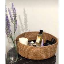 UltraMint Jüt Hasır Oval Organizer 25X10, Makyaj, Parfüm, Oje Saklama Sepeti